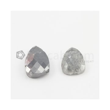 14 x 10 mm to 16 x 10.15 mm - Medium Gray Pear Shaped Rose Cut Diamond  - 12.67 carats (FncyDiaRC1109)