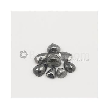 7.50 x 7.50 to 11.00 x 8.60 mm - Black Pear Shaped Rose Cut Diamond  - 23.48 carats (FncyDiaRC1121)