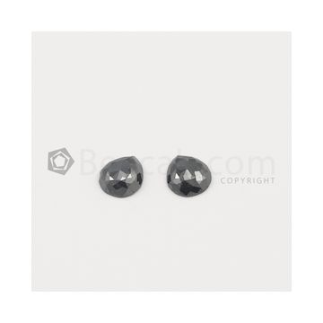 10 x 9 x 3.20 mm - Black Pear Shaped Rose Cut Diamond  - 4.48 carats (FncyDiaRC1129)