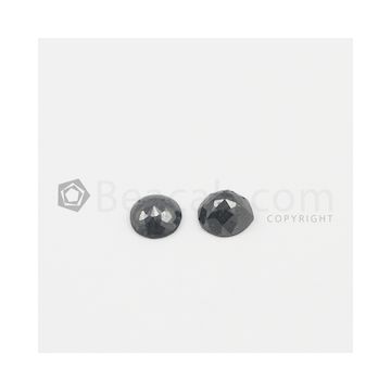 8.80 x 3.30 mm to 9.50 x 4.80 mm - Black Round Shaped Rose Cut Diamond  - 4.97 carats (FncyDiaRC1133)