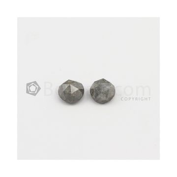 8.50 x 6 mm - Dark Gray Round Shaped Rose Cut Diamond  - 7.28 carats (FncyDiaRC1136)