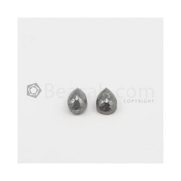 9.80 x 6.50 x 3.90 mm - Dark Gray Pear Shaped Rose Cut Diamond  - 5.00 carats (FncyDiaRC1138)