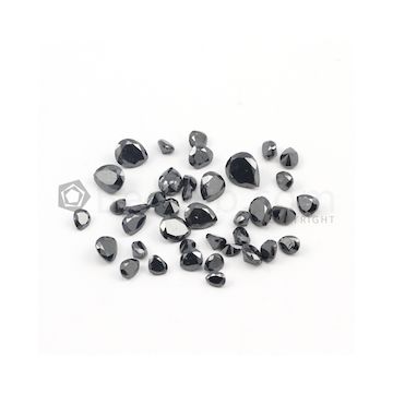 4 x 2.50 mm to 7.80 x 6 mm - Black Pear Shaped Diamond Cut Stones Diamond  - 13.70 carats (FDCS1022)