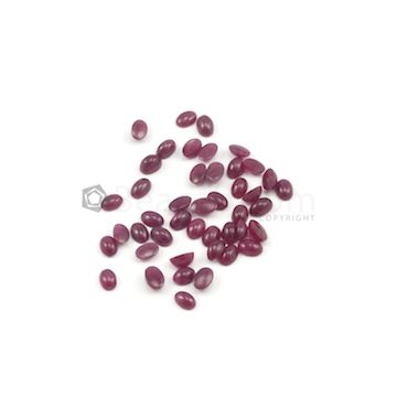 6 x 4 mm - Medium Red Oval Ruby Cabochons - 44 pieces - 29.48 carats (RuCab1011)