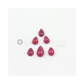 9 x 6 mm - Medium Red Pear Ruby Cabochons - 6 pieces - 11.08 carats (RuCab1015)