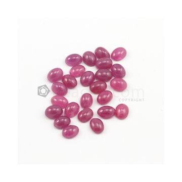 8 x 6 mm - Medium Red Oval Ruby Cabochons - 25 pieces - 42.63 carats (RuCab1017)