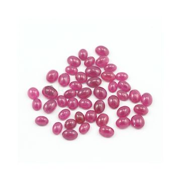 8 x 6 mm - Medium Red Oval Ruby Cabochons - 46 pieces - 71.56 carats (RuCab1018)