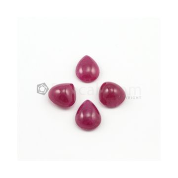15.50 x 11.60 mm - Medium Red Pear Ruby Cabochons - 4 pieces - 37.49 carats (RuCab1019)