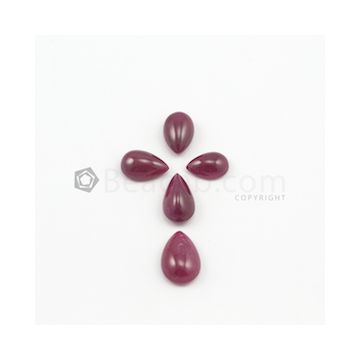 9.50 x 6.80 mm to 13.20 x 8.60 mm - Dark Red Pear Ruby Cabochons - 5 pieces - 17.19 carats (RuCab1020)