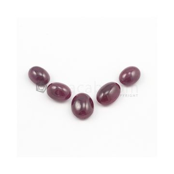 11 x 8.80 mm to 13.30 x 9.60 mm - Medium Red Oval Ruby Cabochons - 5 pieces - 31.56 carats (RuCab1021)