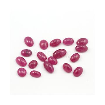 9 x 7 mm to 13 x 7  mm - Medium Red Oval Ruby Cabochons - 18 pieces - 61.42 carats (RuCab1024)