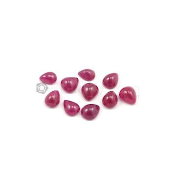 8 x 6 mm to 9 x 7 mm - Medium Red Pear Ruby Cabochons - 10 pieces - 25.82 carats (RuCab1025)