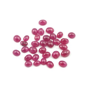 8 x 6 mm to 10 x 8 mm - Medium Red Oval Ruby Cabochons - 32 pieces - 80.64 carats (RuCab1026)