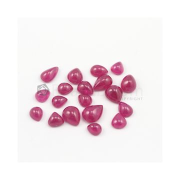 6 x 5.50 mm to 11 x 8 mm - Medium Red Pear Ruby Cabochons - 19 pieces - 35.94 carats (RuCab1027)