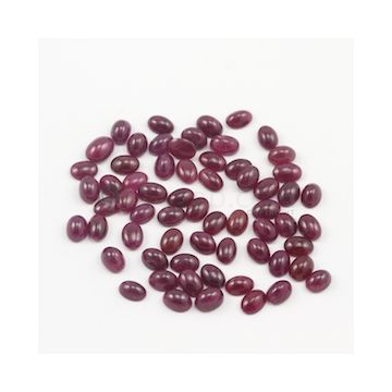 7 x 5 mm - Dark Red Oval Ruby Cabochons - 63 pieces - 68.16 carats (RuCab1032)