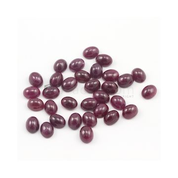9 x 7 mm - Dark Red Oval Ruby Cabochons - 32 pieces - 98.08 carats (RuCab1036)