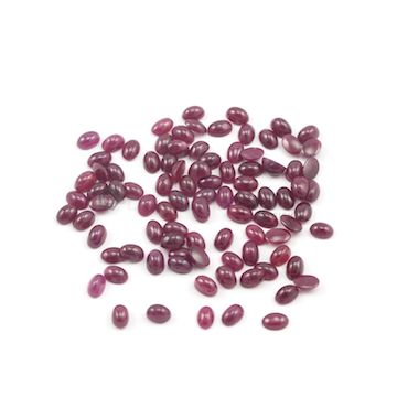6 x 4 mm - Medium Red Oval Ruby Cabochons - 92 pieces - 63.11 carats (RuCab1037)