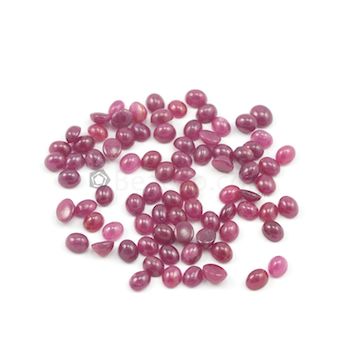6 x 5 mm - Medium Red Oval Ruby Cabochons - 81 pieces - 85.13 carats (RuCab1038)