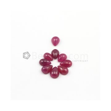 8 x 6 mm - Medium Red Pear Ruby Cabochons - 9 pieces - 15.04 carats (RuCab1039)