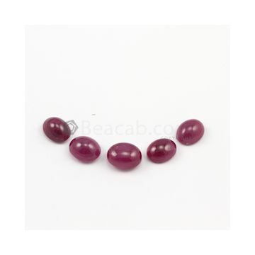 9 x 11 mm to 12.50 x 10 mm - Medium Red Oval Ruby Cabochons - 5 pieces - 32.39 carats (RuCab1040)