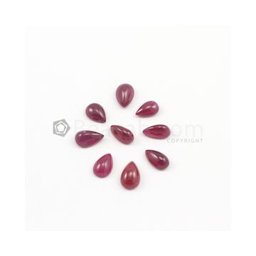 8 x 5 mm to 10 x 6 - Dark Red Pear Ruby Cabochons - 9 pieces - 13.94 carats (RuCab1041)