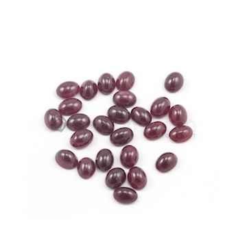 8 x 6 mm - Dark Red Oval Ruby Cabochons - 26 pieces - 44.37 carats (RuCab1043)