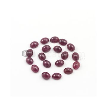 9 x 7 mm - Dark Red Oval Ruby Cabochons - 19 pieces - 55.54 carats (RuCab1045)