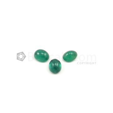 9 x 7 mm - Medium Green Oval Emerald Cabochons - 3 pieces - 6.14 carats (EmCab1001)