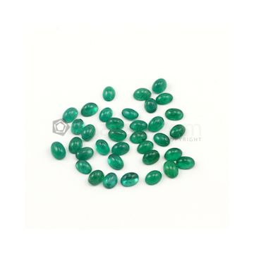 7 x 5 mm - Medium Green Oval Emerald Cabochons - 35 pieces - 29.04 carats (EmCab1003)