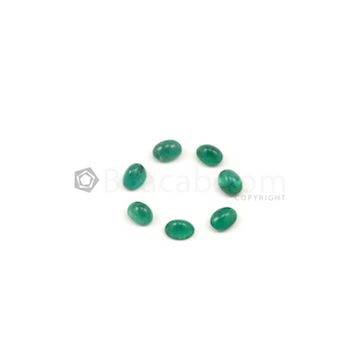 8 x 6 mm - Medium Green Oval Emerald Cabochons - 7 pieces - 9.13 carats (EmCab1007)