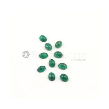 8 x 6 mm - Medium Green Oval Emerald Cabochons - 10 pieces - 12.98 carats (EmCab1008)