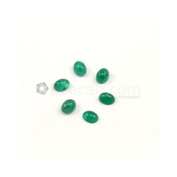 8 x 6 mm - Medium Green Oval Emerald Cabochons - 6 pieces - 8.84 carats (EmCab1010)