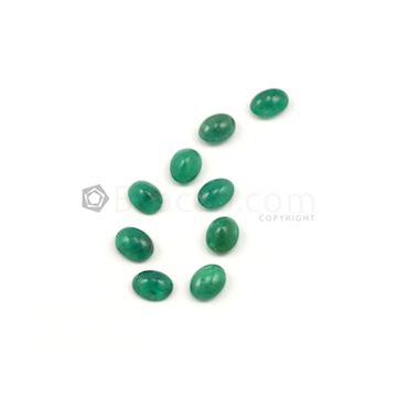 9 x 7 mm - Medium Green Oval Emerald Cabochons - 9 pieces - 14.88 carats (EmCab1014)