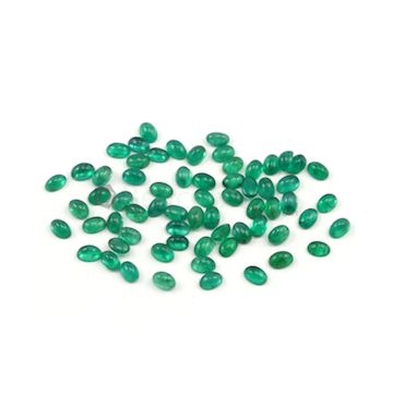 6 x 4 mm - Medium Green Oval Emerald Cabochons - 65 pieces - 32.90 carats (EmCab1015)