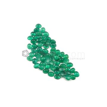 5 x 4 mm - Medium Green Oval Emerald Cabochons - 63 pieces - 22.97 carats (EmCab1017)