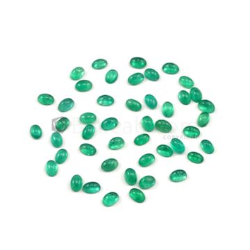6 x 4 mm - Medium Green Oval Emerald Cabochons - 46 pieces - 22.64 carats (EmCab1018)