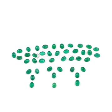 7 x 5 mm - Medium Green Oval Emerald Cabochons - 42 pieces - 35.95 carats (EmCab1020)