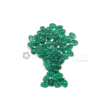 6 x 4 mm - Medium Green Oval Emerald Cabochons - 55 pieces - 27.23 carats (EmCab1023)