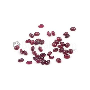 5 x 3 mm to 5 x 4 mm - Dark Red Oval Ruby Cabochon - 42 pieces - 16.94 carats (RuCab1089)