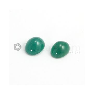 13 x 10.70 mm - Medium Green Oval Emerald Cabochon - 2 pieces - 13.54 carats (EmCab1029)