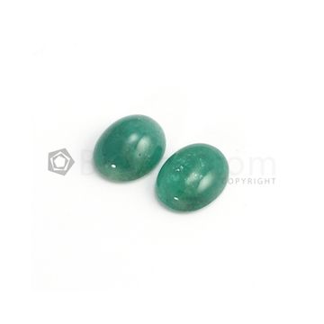 16.80 x 13 mm, 16.40 x 13 mm - Medium Green Oval Emerald Cabochon - 2 pieces - 21.98 carats (EmCab1033)