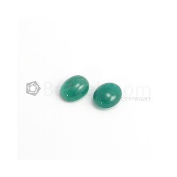 12 x 10 mm, 12 x 9.50 mm - Medium Green Oval Emerald Cabochon - 2 pieces - 9.58 carats (EmCab1050)
