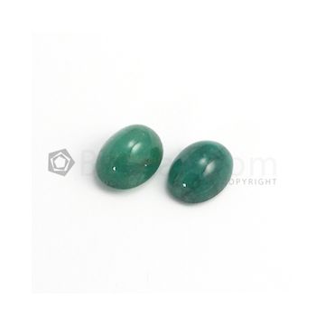 16 x 12.30 mm, 15.50 x 12 mm - Medium Green Oval Emerald Cabochon - 2 piece - 23.09 carats (EmCab1051)