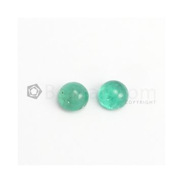 9 mm - Light Green Round Emerald Cabochon - 2 pieces - 6.85 carats (EmCab1069)