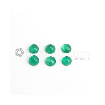 8 mm - Medium Green Round Emerald Cabochon - 6 pieces - 10.82 carats (EmCab1074)