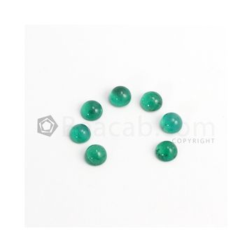 7 mm - Medium Green Round Emerald Cabochon - 7 pieces - 10.34 carats (EmCab1075)