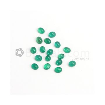 6 x 5 mm - Medium Green Oval Emerald Cabochon - 17 pieces - 11.05 carats (EmCab1081)