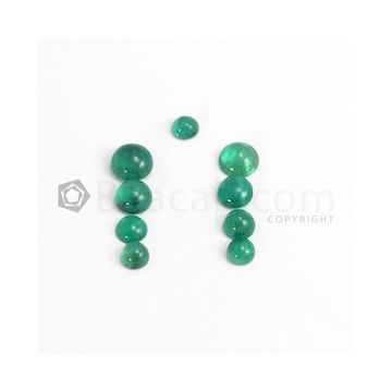 6 to 10 mm - Dark Green Round Emerald Cabochon - 9 pieces - 14.11 carats (EmCab1083)