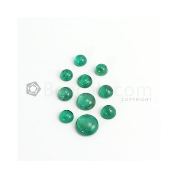 6 to 11 mm - Medium Green Round Emerald Cabochon - 10 pieces - 15.97 carats (EmCab1087)