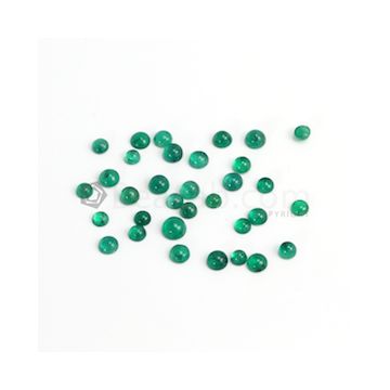 4.80 to 6 mm - Dark Green Round Emerald Cabochon - 35 pieces - 23.96 carats (EmCab1088)